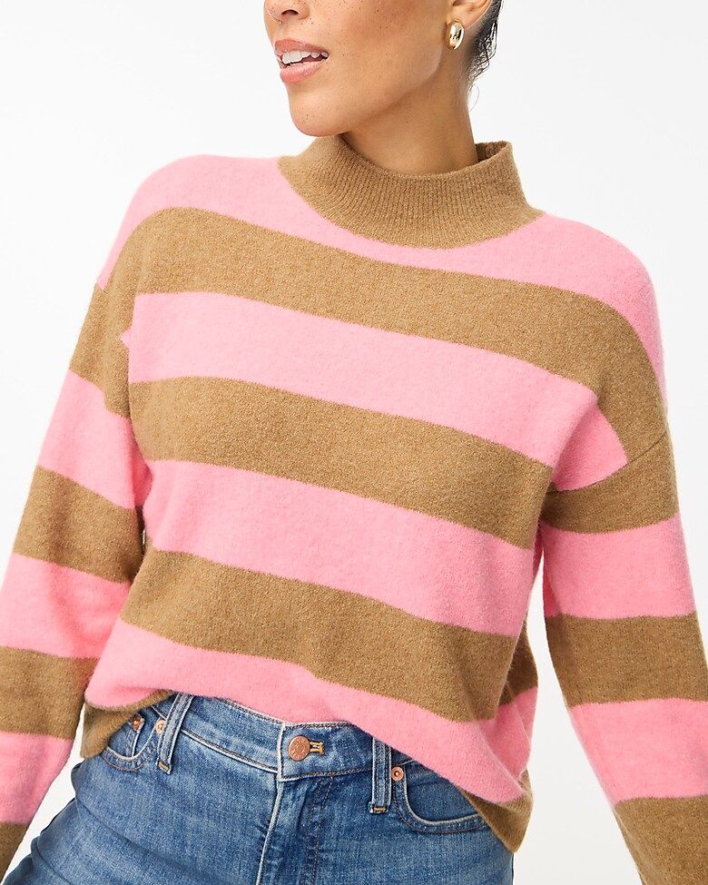 Rugby stripe mockneck sweater in extra-soft yarn | J.Crew Factory