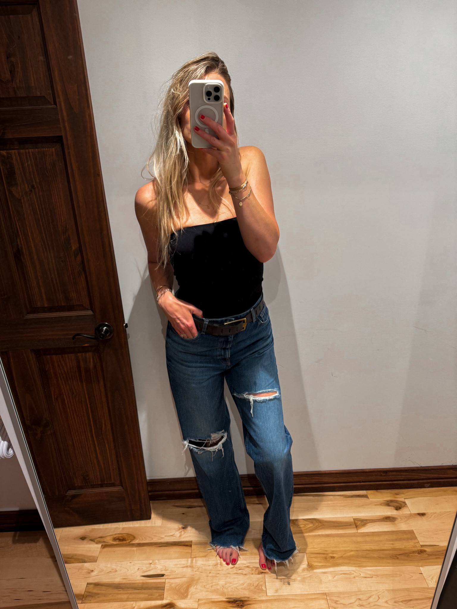 Jeans and a going out top, best tube top, wide leg jeans and belt, leather belt, adjustable leather belt 

#LTKFindsUnder100 #LTKStyleTip #LTKSeasonal