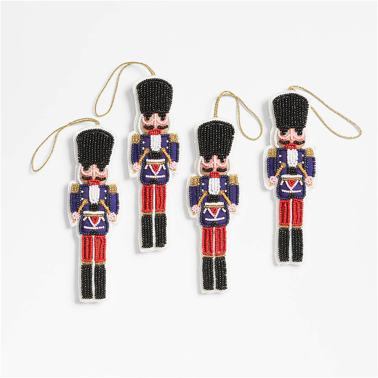 Beaded Nutcracker Christmas Tree Ornament, Set of 4 + Reviews | Crate & Barrel | Crate & Barrel