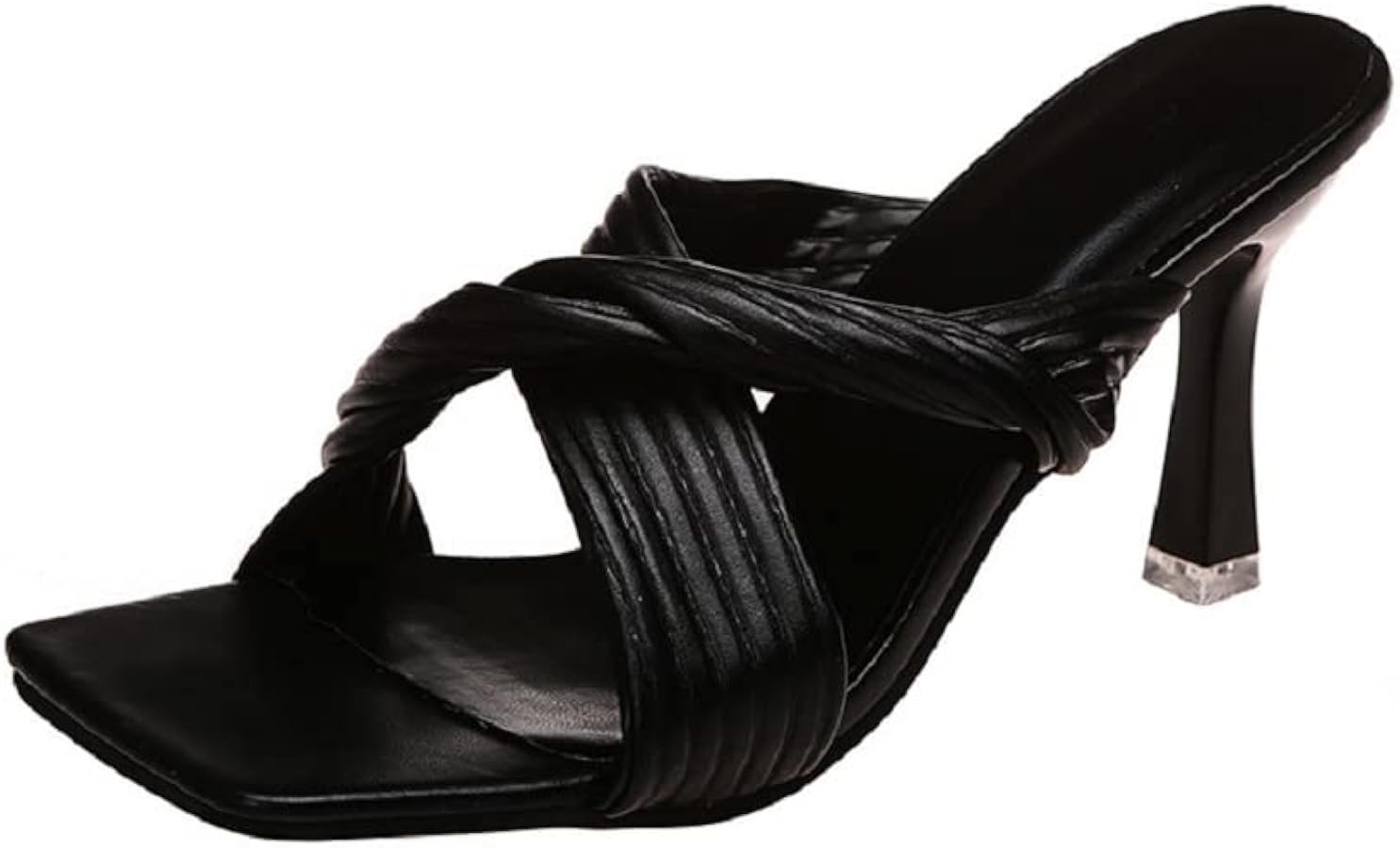 Cross Band Heeled Slides for Women Square Open Toe Kitten Heel Mules Slip On Backless Heels | Amazon (US)