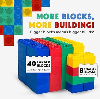 BiggoBlocks Big Blocks for Kids Ages 4-8 — Indoor & Outdoor Blocks for Kids Games — Large Bui... | Amazon (US)