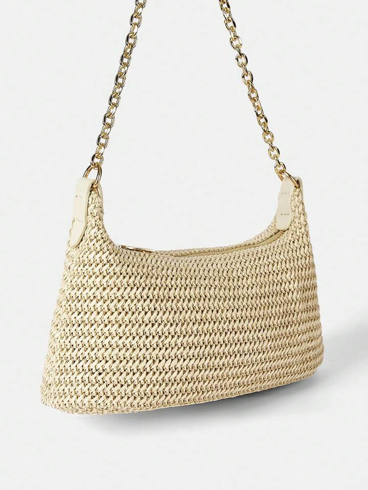 New Fashion Thin Chain Bohemian Style Woven Shoulder Bag For Daily Casual, Vacation, Shopping Outfits Matching | SHEIN