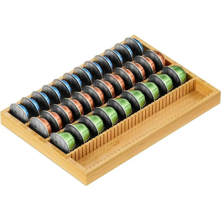 MinBoo Bamboo Coffee Pod Storage Holder Drawer Insert for Counter Compatible Nespresso Vertuo Ver... | Walmart (US)