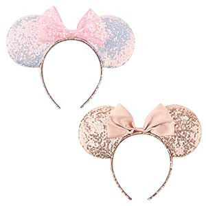 DRESHOW Mouse Ears Bow Headbands Glitter Party Decoration Cosplay Costume for Women | Amazon (US)