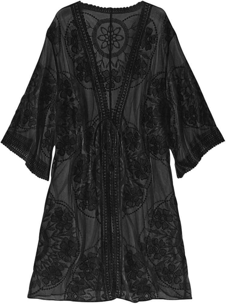 ZAFUL Women's Beach Swimsuit Cover Up Shirt Bikini Beachwear Bathing Suit Beach Dress Kimono Card... | Amazon (US)