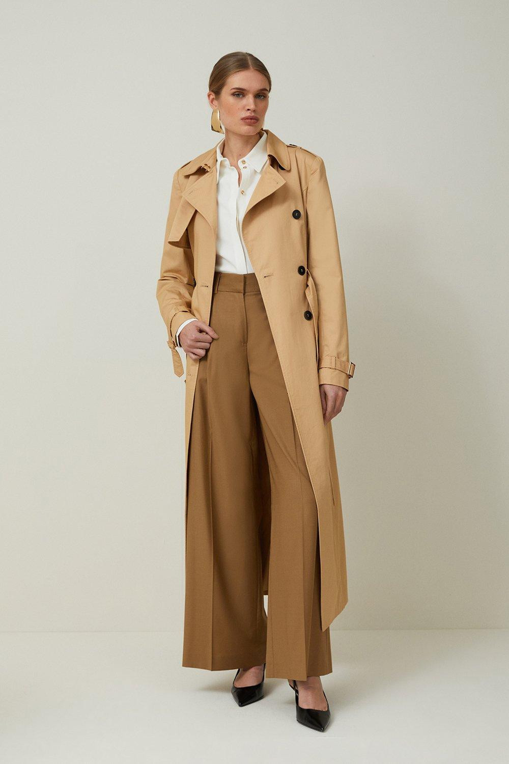 Petite Tailored Classic Belted Trench Coat | Karen Millen UK + IE + DE + NL