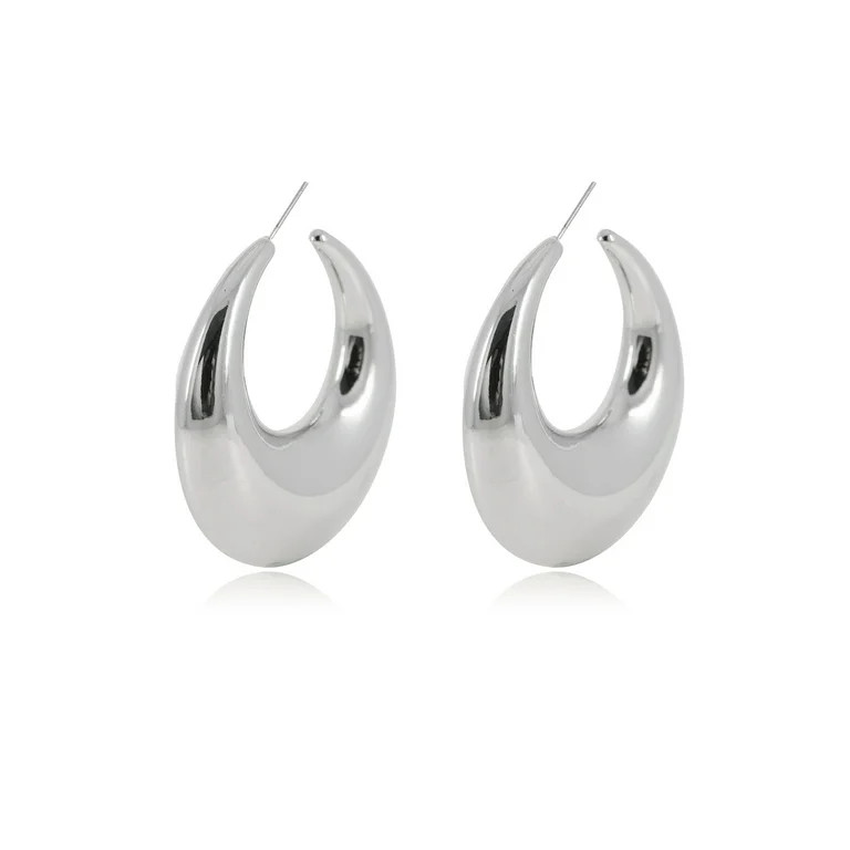 Time and Tru Women's Graduated Hoop Earrings, Silver-Tone | Walmart (US)