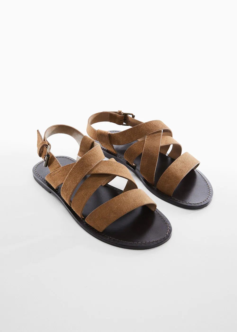 Split suede sandal with straps -  Men | Mango Man USA | MANGO (US)