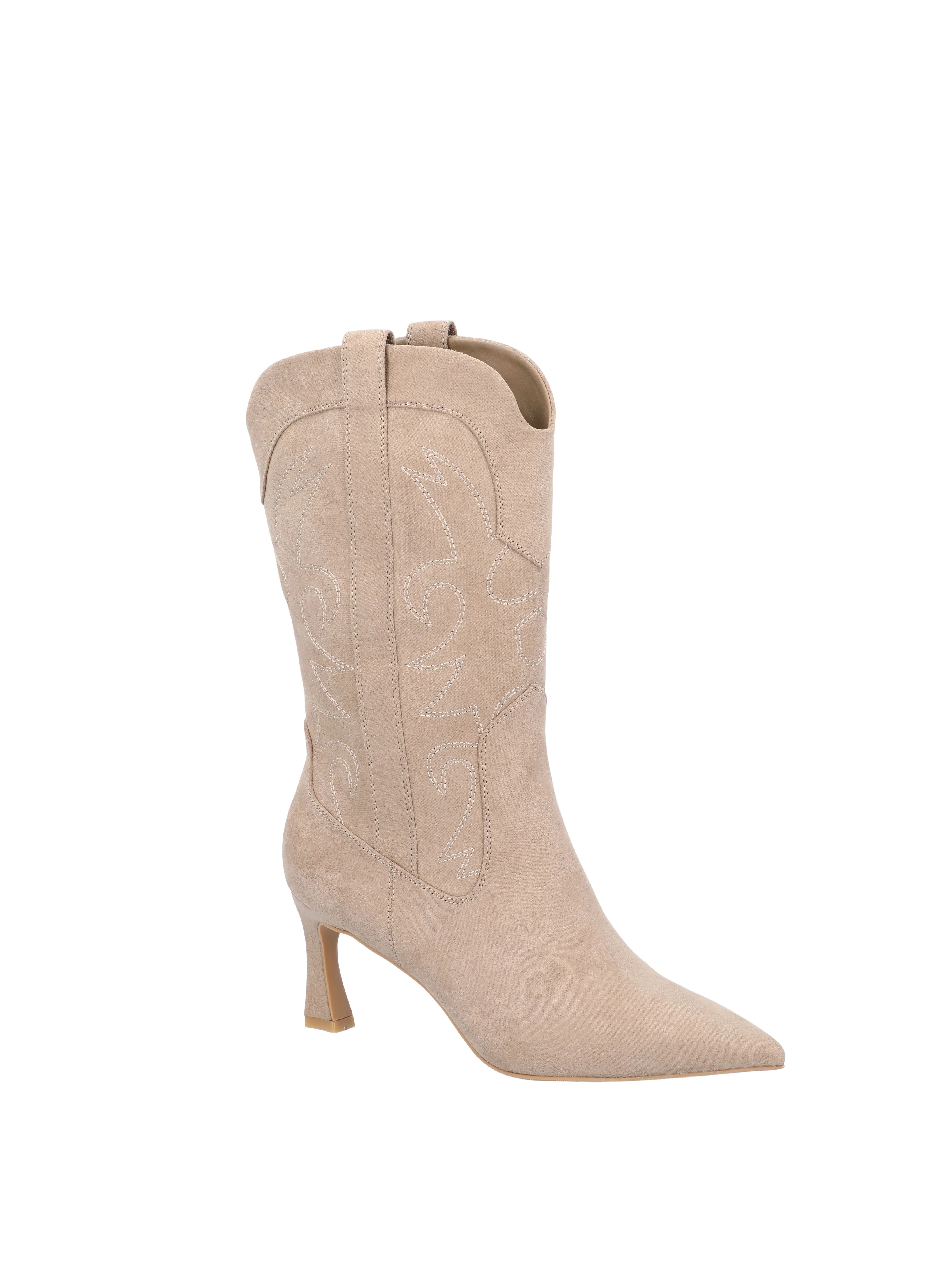 Madden NYC Women's Faux Suede Heeled Western Booties, Sizes 6-11 | Walmart (US)