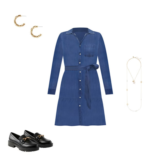 Chambray Flounce Shirtdress | LOFT