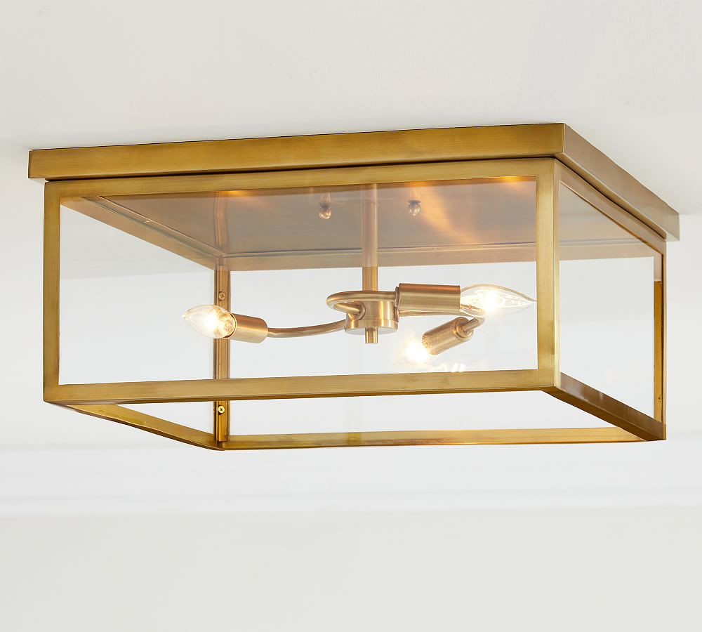 Manor Glass & Iron Flush Mount | Pottery Barn (US)