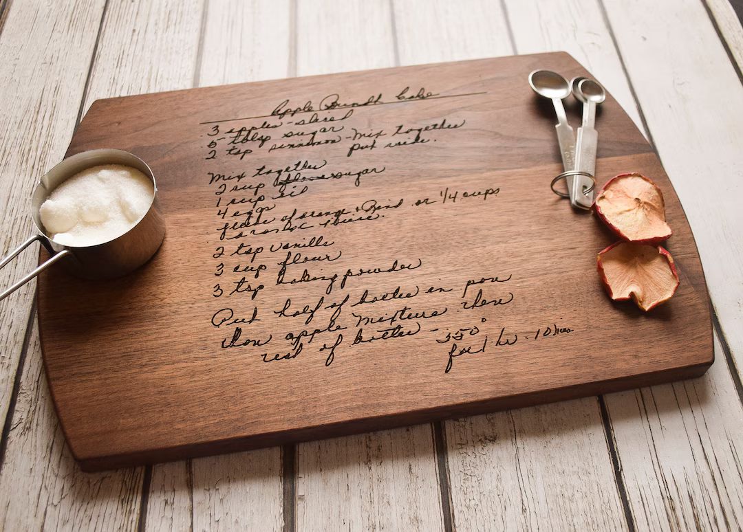 Handwritten Recipe Cutting Board, Grandma's Handwriting, Engraved Recipe, Christmas, Gift for Mom... | Etsy (US)