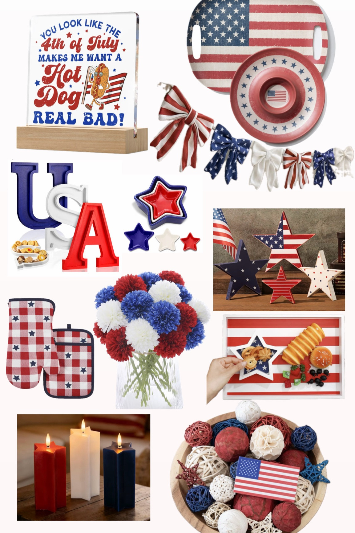 Patriotic. Stars and Stripes. Red white and blue. Memorial Day weekend. 4th of July. Amazon home finds 