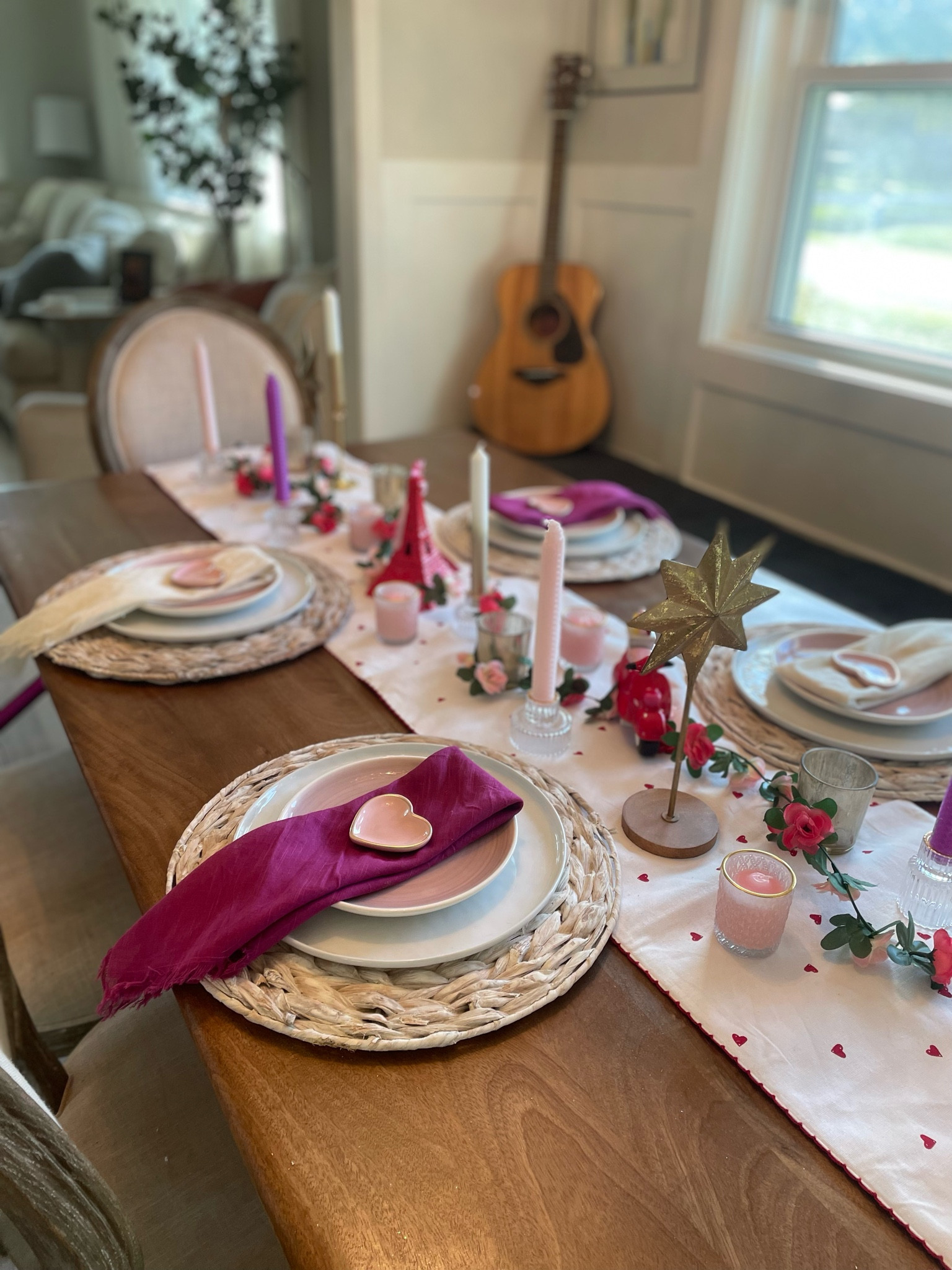 Valentines Day tablescape • valentines decor • home decor • Vday • pink decor • heart table runner 

#LTKSeasonal