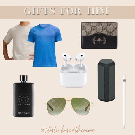 Gifts for him. Gift guide for him. Lululemon tshirt. Gucci card wallet. Gucci perfume. Gucci sunglasses. Apple Pencil. Apple Pencil on sale. Air pods. Air pods on sale. Bluetooth speaker. Sony Bluetooth speaker. #LTKCyberSaleIT #LTKCyberWeek

#LTKGiftGuide