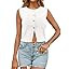 Saodimallsu Womens Sleeveless Cropped Sweater Vest Summer Trendy Knit Crop Tank Tops Crewneck But... | Amazon (US)