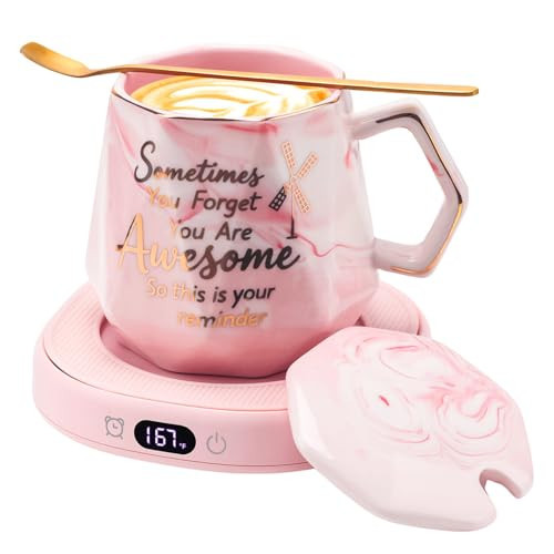 Coffee Mug Warmer & You are Awesome Mug Set, Smart Heated Electric Cup Warmer for Desk Office, 4 Temperature Control Beverage Tea Coffee Warmer, 8 Hrs Auto Shut Off Candle Plate, Ideal Gifts for Women | Amazon (US)