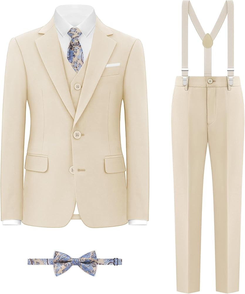 Boys' Formal Suit Set, with Suspenders, Adjustable Waist | Amazon (US)
