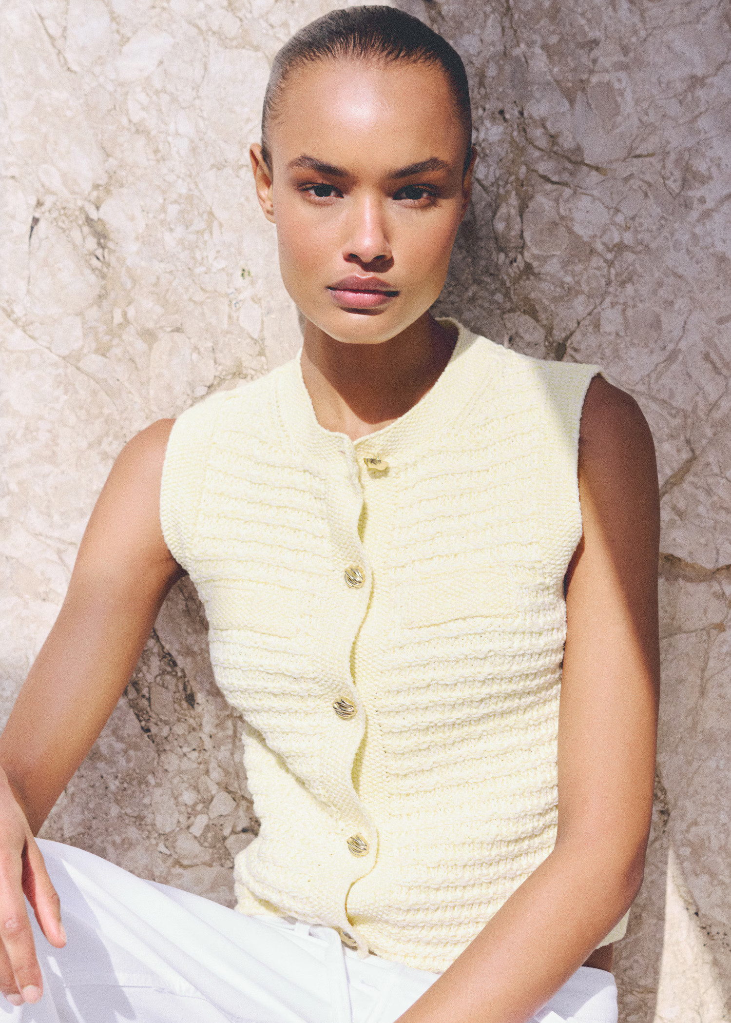 Knitted cardigan with jewel button - Women | MANGO United Kingdom | MANGO (UK)