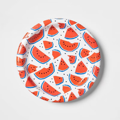 Watermelon Print Dinner Plate Pink/Blue on White - Sun Squad™ | Target