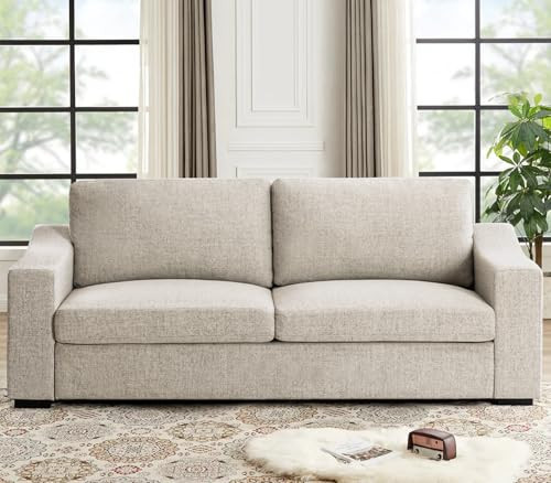 ELUCHANG Oversized 85" Deep Seat Sofa, Modern Couches for Living Room, 3 Seater Natural Linen Sofa, Upholstered Cushion & Detachable Cover, Comfy Sofa Couch for Apartment, Oatmeal | Amazon (US)