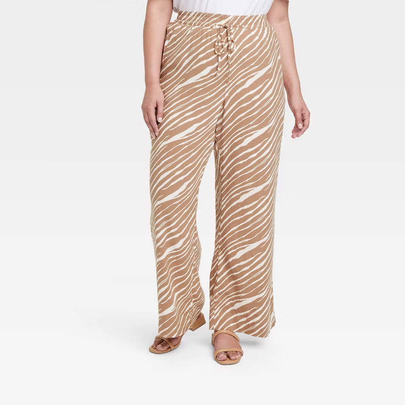 Women's High-Rise Wide Leg Linen Pull-On Pants - A New Day™ | Target