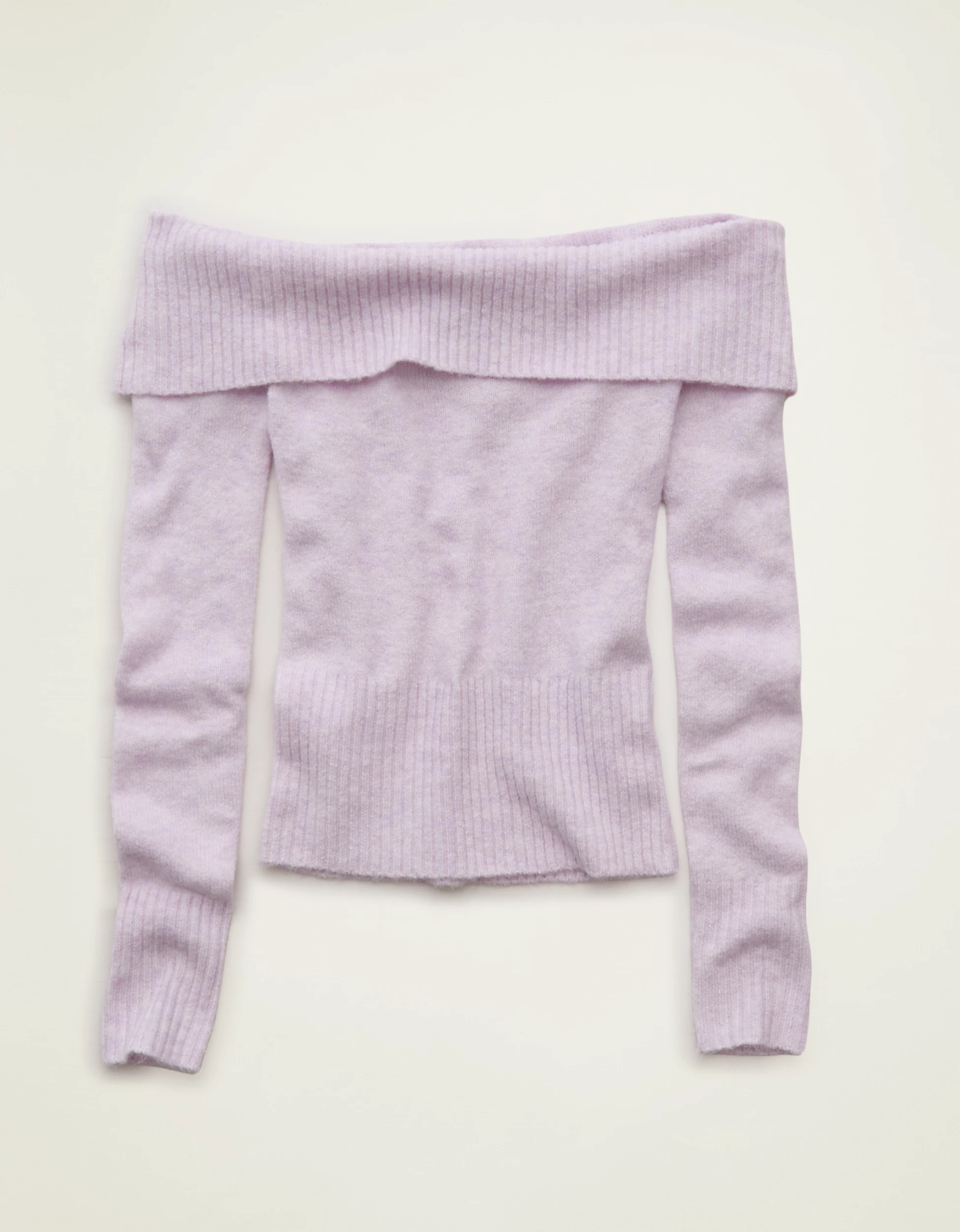 AE Whoa So Soft Off-The-Shoulder Foldover Sweater Top | American Eagle Outfitters (US & CA)
