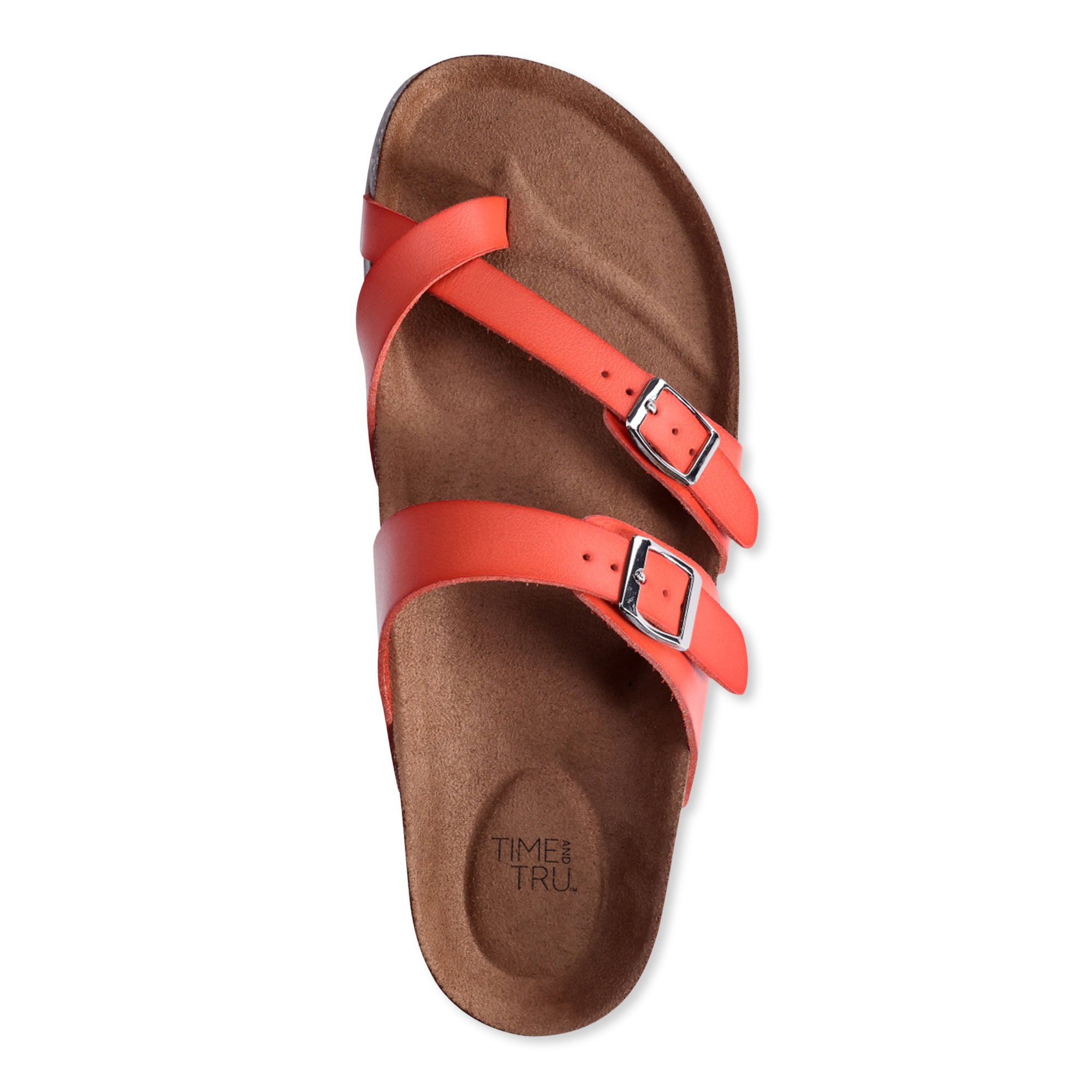 Time and Tru Women's Asymmetric Strap Flat Footbed Sandals, Sizes 6-11, Wide Width Available - Wa... | Walmart (US)