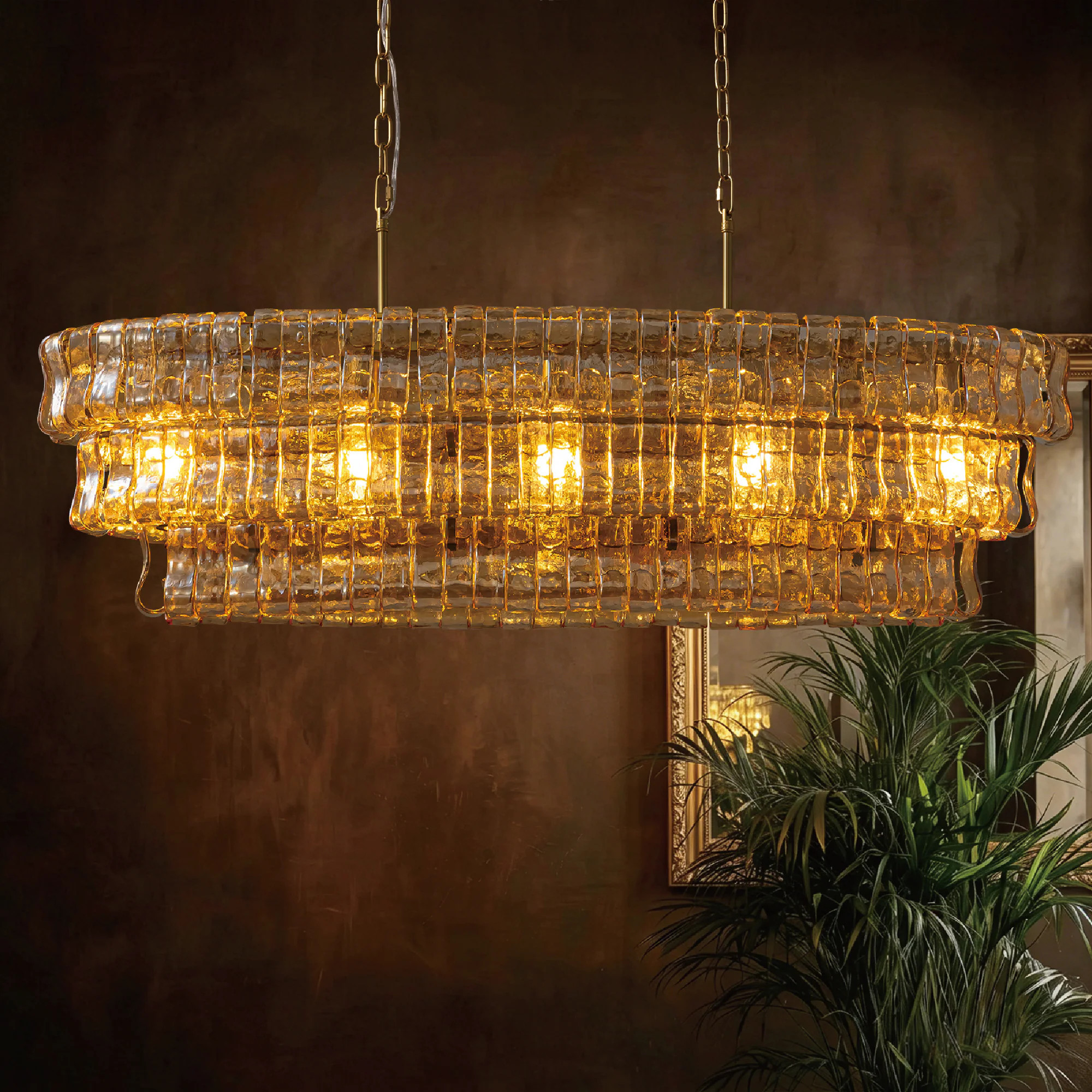 SILJOY 47.2-In Linear Chandelier Antique Brass Glass Pendant Light 5 Light E26 Kitchen Island Dining Room Light Fixture Vintage Farmhouse Rustic | Lowe's