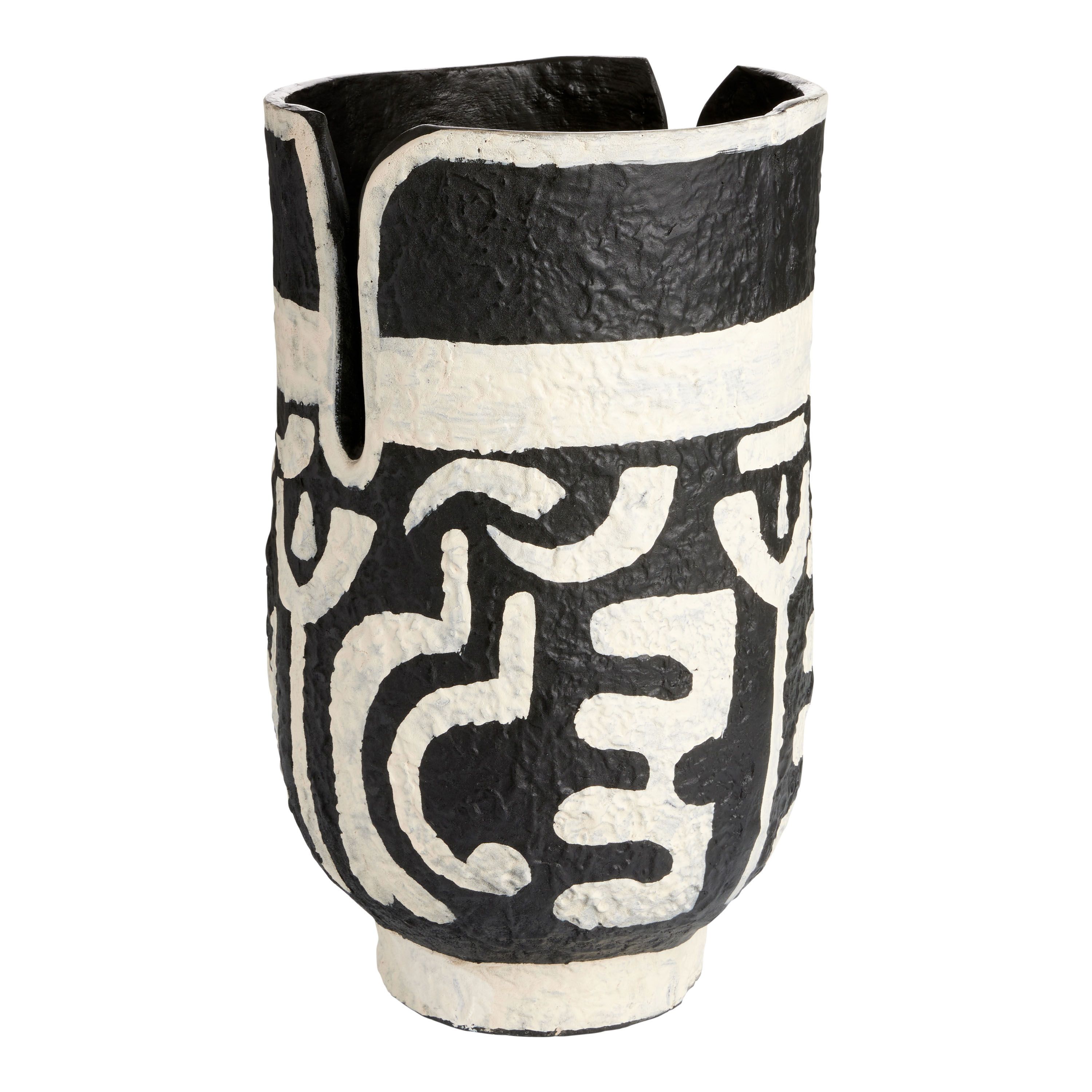 Black And Ivory Painted Ecomix Cylindrical Vase | World Market