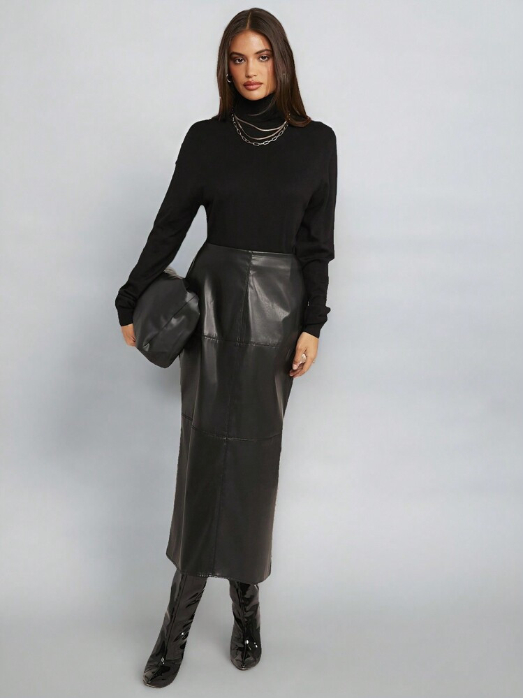 Forever 21 Falda suelta de unicolor de PU para mujer | SHEIN