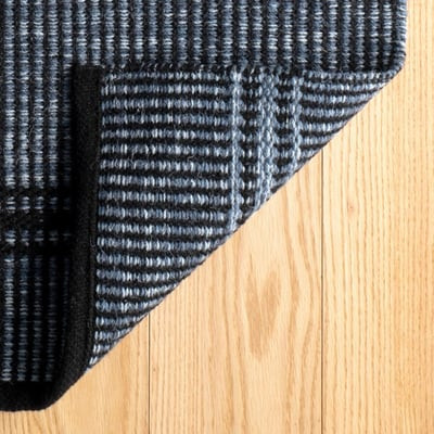 Malta Navy Wool Handwoven Striped Area Rug | Rugs Direct