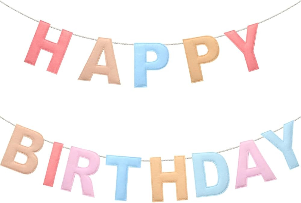 Pastel Felt Happy Birthday Garland Rainbow Birthday Banner Reusable Birthday Garland Happy Birthd... | Amazon (US)