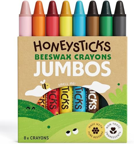 Honeysticks Jumbo Crayons (8 Pack) - Non Toxic Crayons - 100% Pure Beeswax and Food Grade Colors ... | Amazon (US)