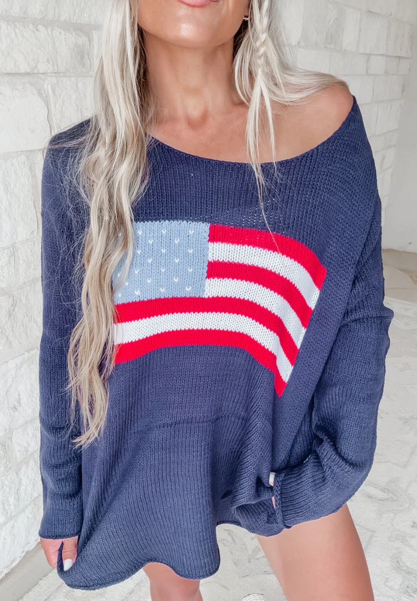 American Flag Lightweight Sweater | CK Squared Boutique