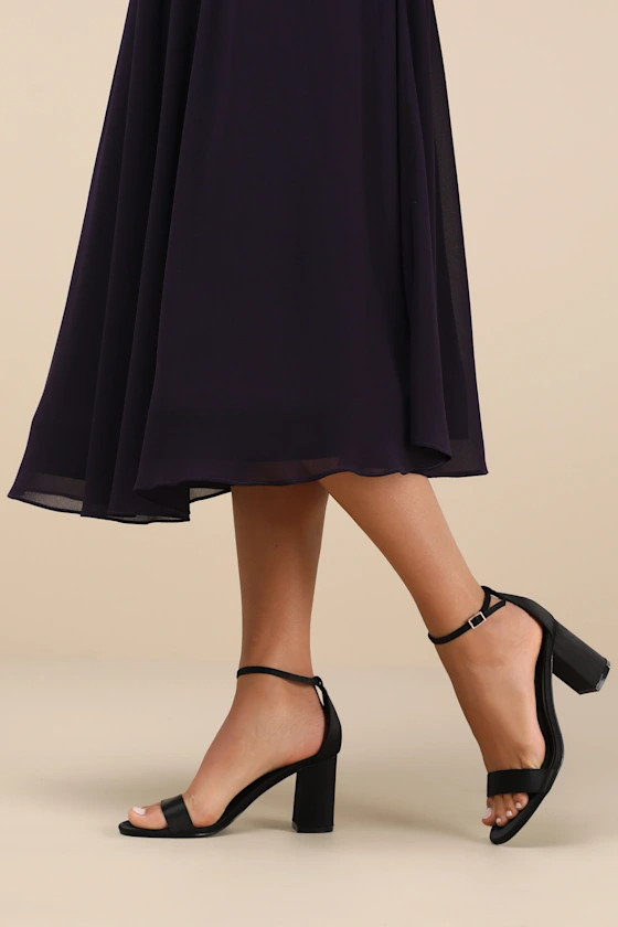 Arylee Black Satin Ankle Strap Heels | Lulus