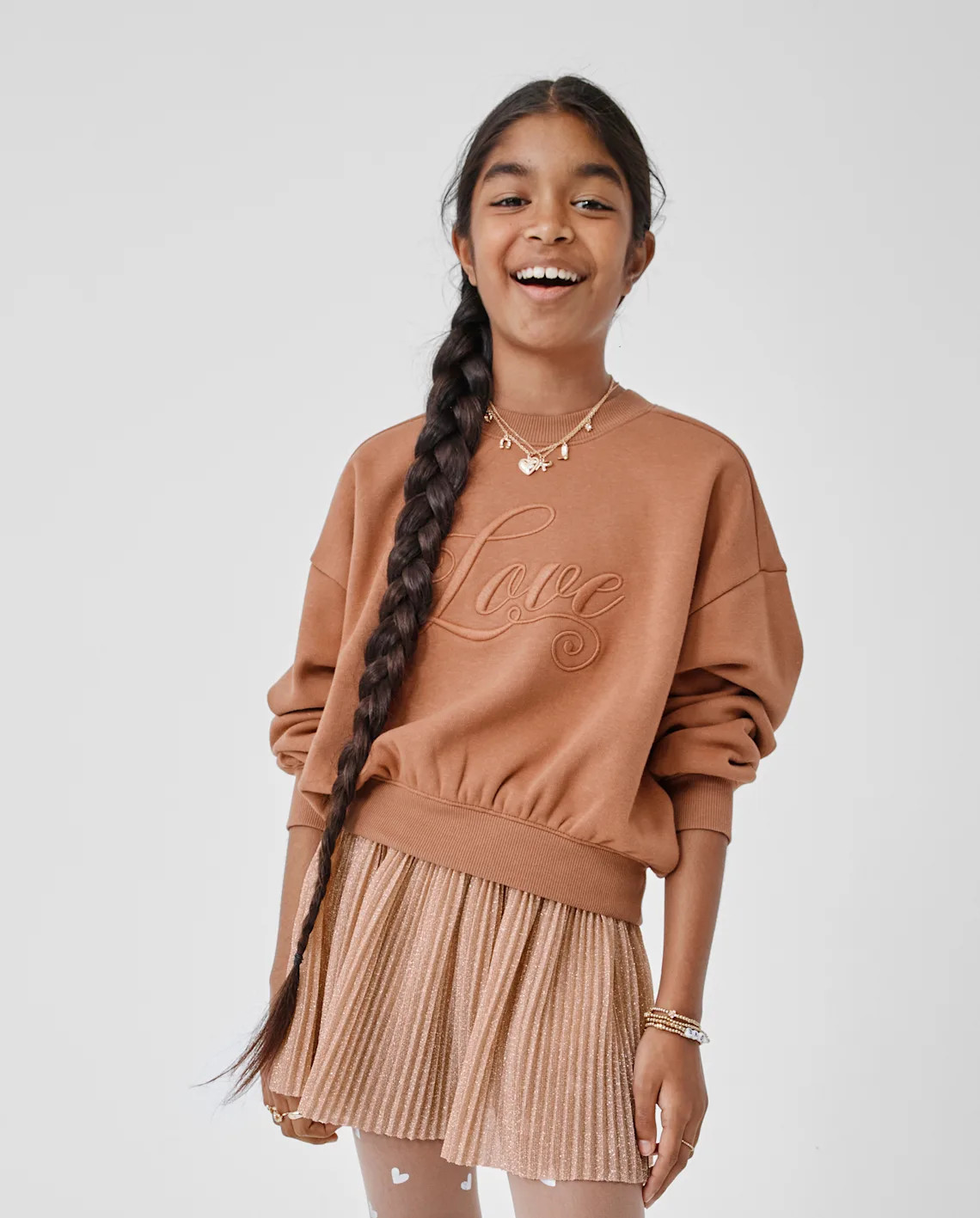 Girls Embellished Winter Warm Sweatshirt - brown | The Children's Place