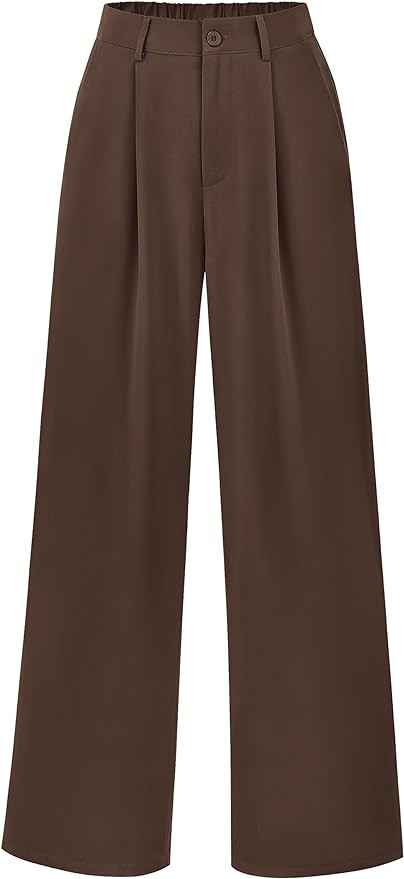 PRETTYGARDEN Women's Wide Leg Suit Pants Loose Fit High Elastic Waisted Business Casual Long Trou... | Amazon (US)
