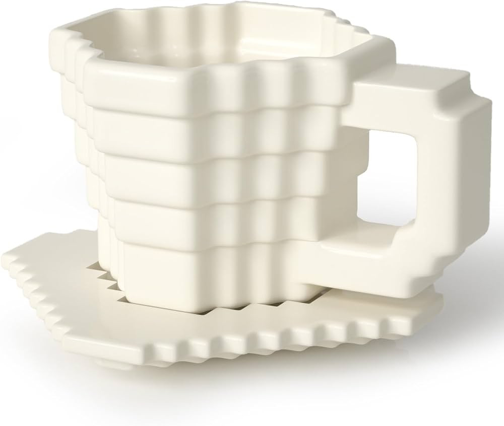 Relexome White Ceramic Coffee Mug Cute Mosaic Design Decorative Cloud Mug Chubby Tea Handle Cup A... | Amazon (US)