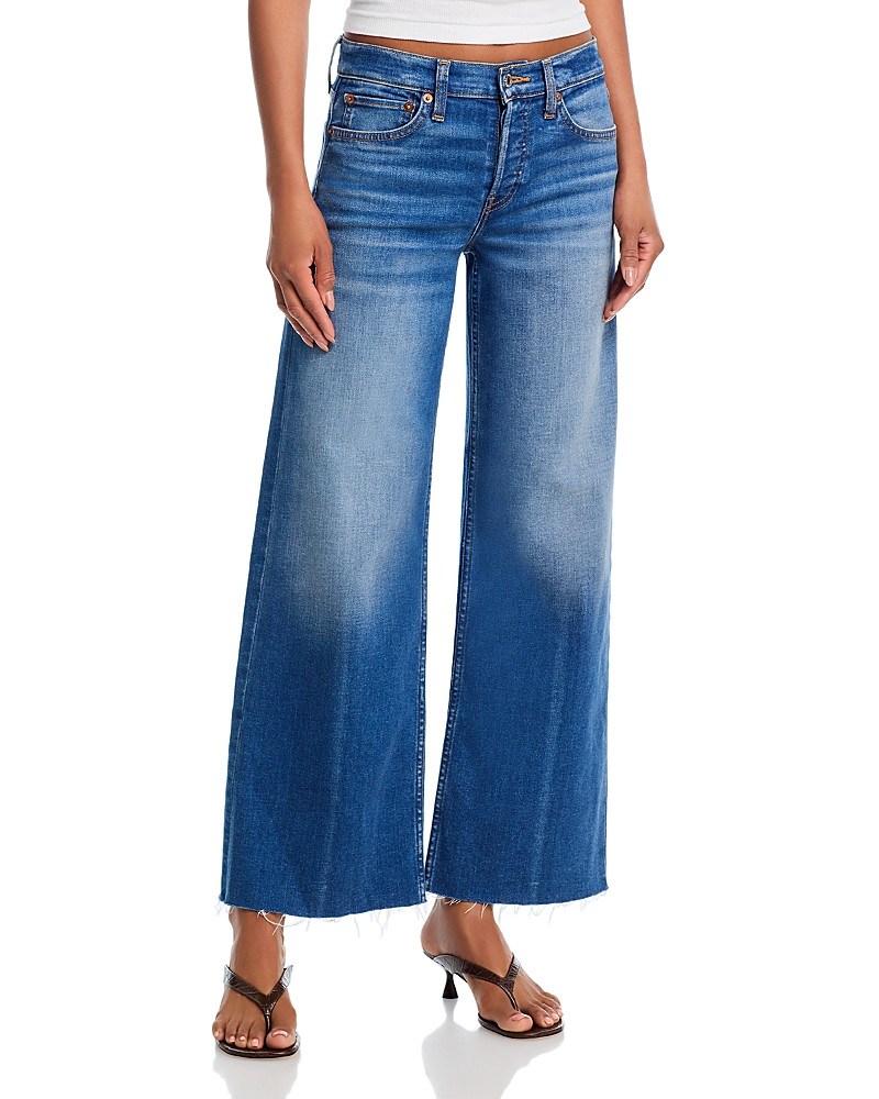 Re/Done Mid Rise Wide Leg Ankle Jeans in Viper Blue | Bloomingdale's (US)