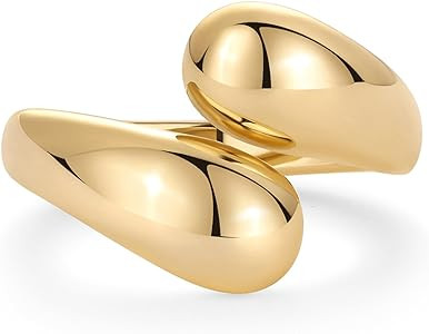 PAVOI 14K Gold Plated Chunky Open Twist Stackable Rings for Women | Bold Crossover Statement Ring... | Amazon (US)