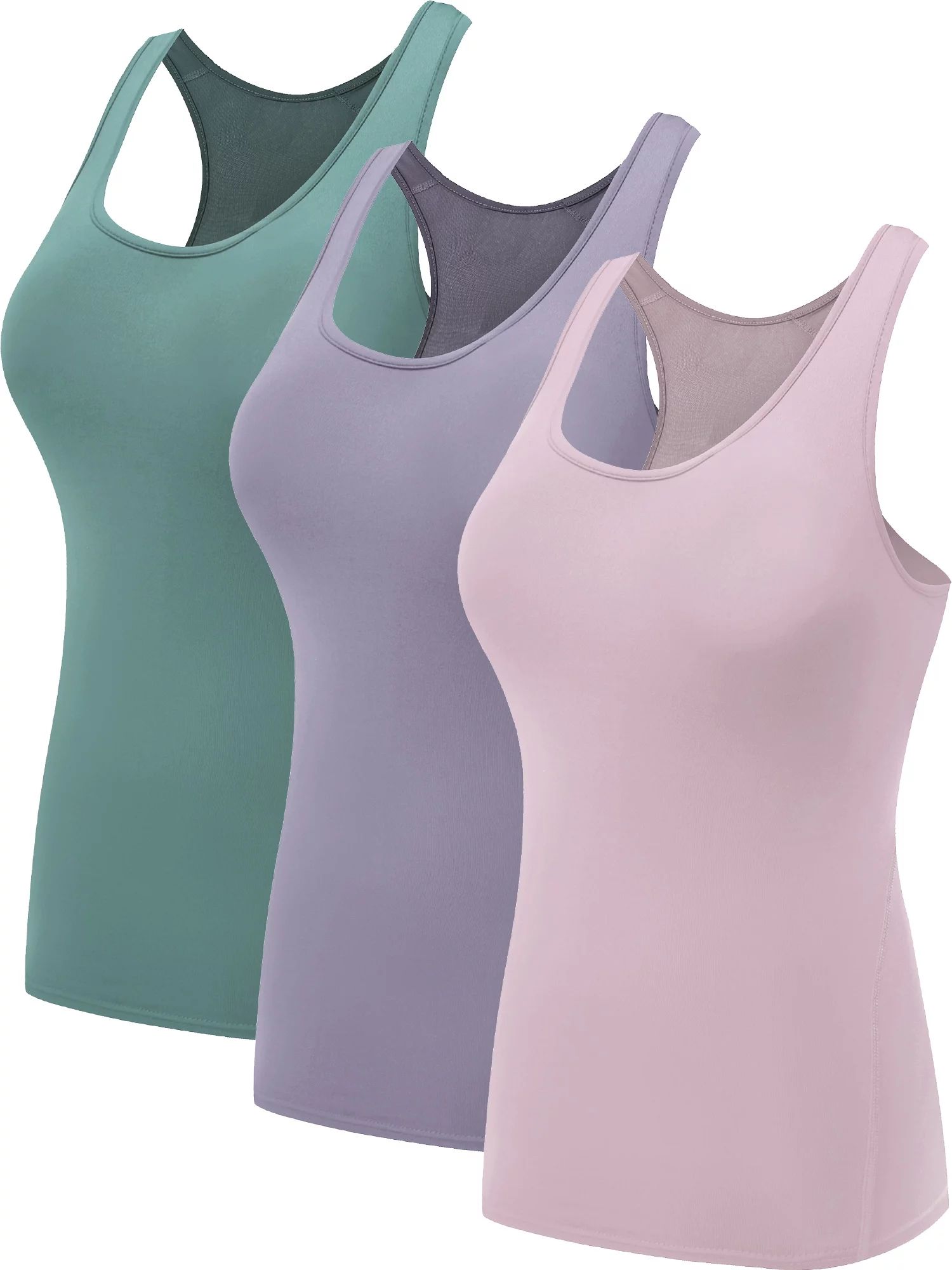 NELEUS Womens Compression Base Layer Dry Fit Tank Top 3 Pack,Blackish Green+Purple+Pink,US Size M | Walmart (US)