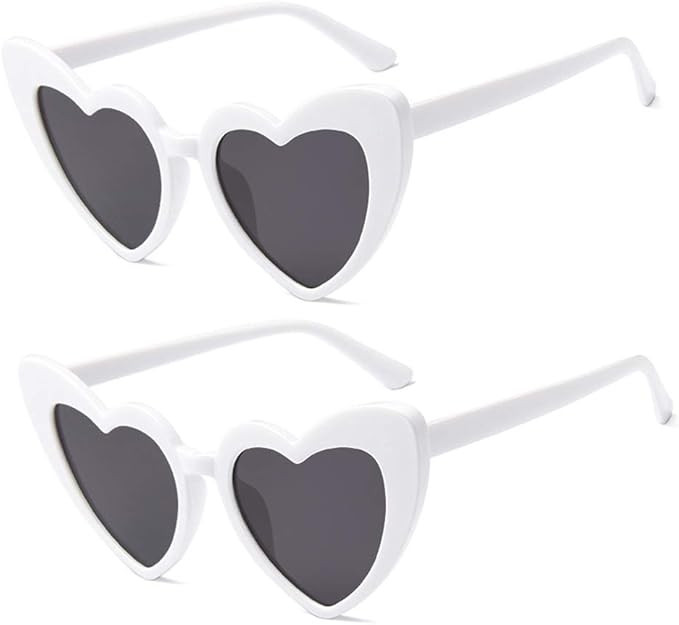JUSLINK Heart Shaped Sunglasses for Women,Vintage Cat Eye Mod Style Retro Kurt Cobain Glasses | Amazon (US)