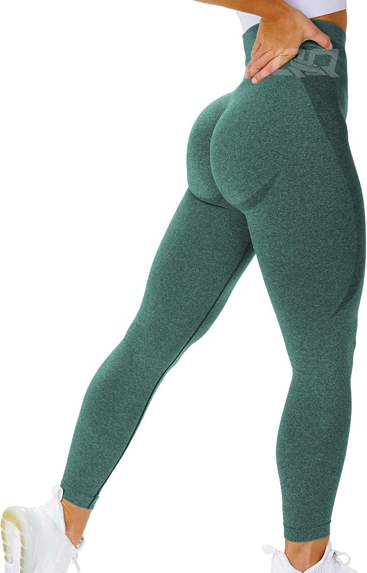 QOQ Women's Seamless Leggings High Waist Gym Running Vital Yoga Pants Butt Lift Workout Tights Tummy | Amazon (US)