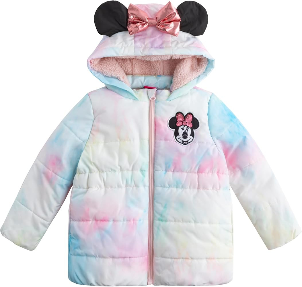 Disney Minnie Mouse Girls Puffer Jacket with Ears and Bow for Toddlers, Little Kids, and Big Kids | Amazon (US)
