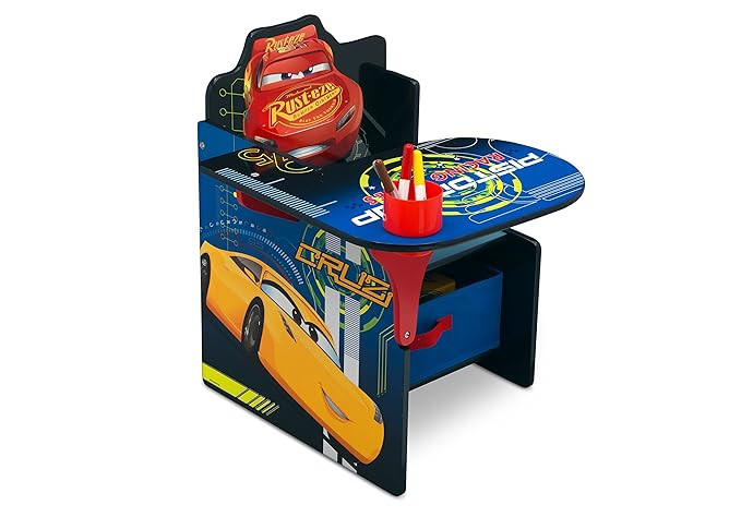 Delta Children Chair Desk With Storage Bin, School, Disney/Pixar Cars, Arm Rest|Cushion Availabil... | Amazon (US)