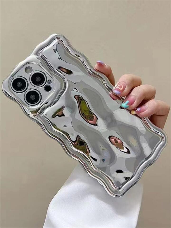 JK142 Patterned Electroplated Meteorite Silver Phone Case | SHEIN