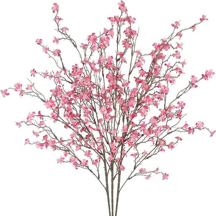 3 Pcs Cherry Blossom Branches Artificial Flowers for Spring Summer Indoor Decoration Faux Cherry ... | Amazon (US)