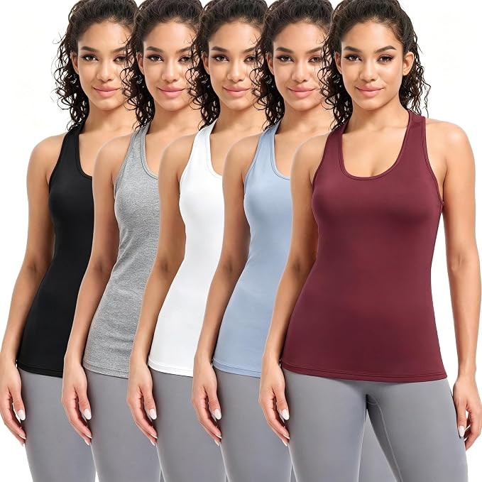 5 Pack Women's Workout Tank Tops Racerback Sleeveless Shirts Quick Dry Athletic Yoga Running Gym ... | Amazon (US)