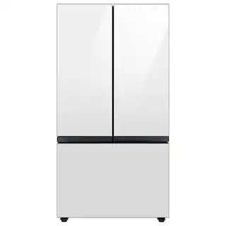Samsung Bespoke 30 cu. ft. 3-Door French Door Smart Refrigerator with Beverage Center in White Gl... | The Home Depot